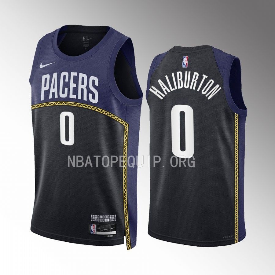 Tyrese Haliburton Indiana Pacers 2022-23 City Edition Black Navy #0 Jersey Swingman