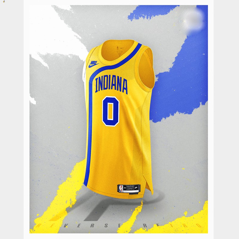 Tyrese Haliburton Indiana Pacers Yellow #0 Jersey NBA Reverse Retro