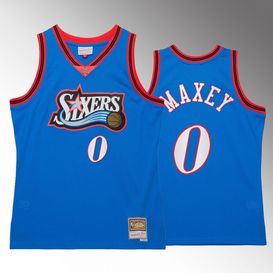 Tyrese Maxey #0 Philadelphia 76ers Neon Tropical Royal Hardwood Classics Jersey