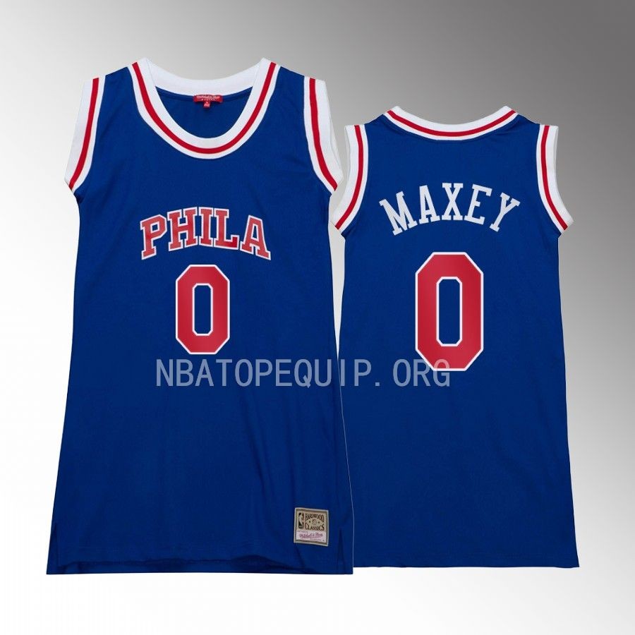 Tyrese Maxey Philadelphia 76ers #0 Hardwood Classics Jersey Blue Women