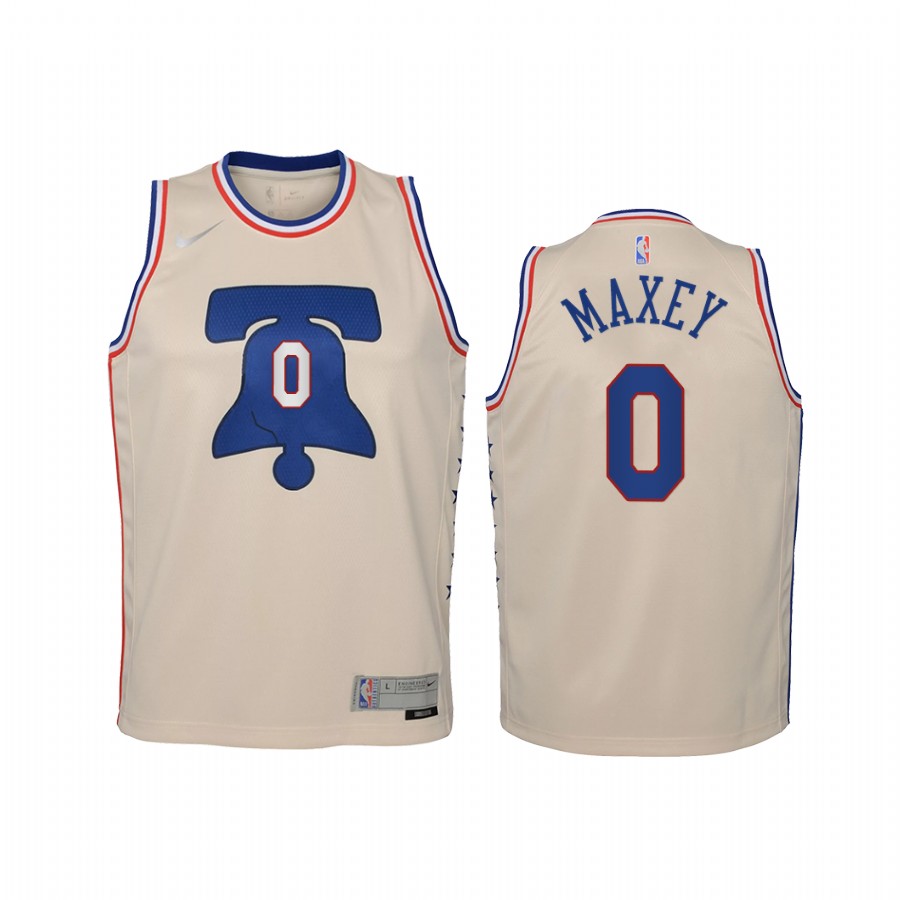 Tyrese Maxey Philadelphia 76ers 2021 Earned Edition Cream Youth Jersey - Swingman
