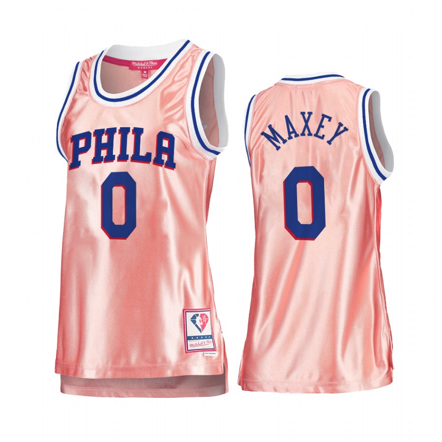 Tyrese Maxey Philadelphia 76ers Rose Gold Jersey #0 Pink 75th Anniversary Women's Tank