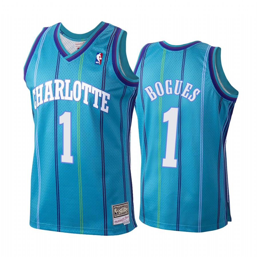 Tyrone Bogues #1 Charlotte Hornets Hardwood Classics 1999-00 Jersey Teal