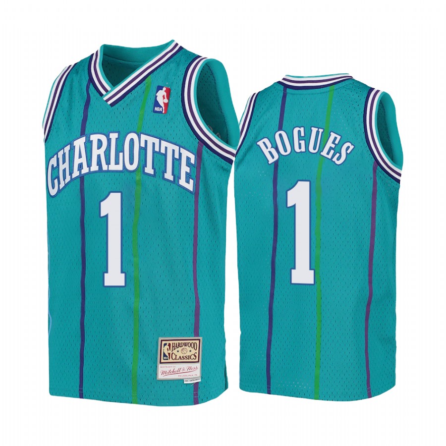 Tyrone Bogues Charlotte Hornets Youth Teal Hardwood Classics 1992-93 Jersey
