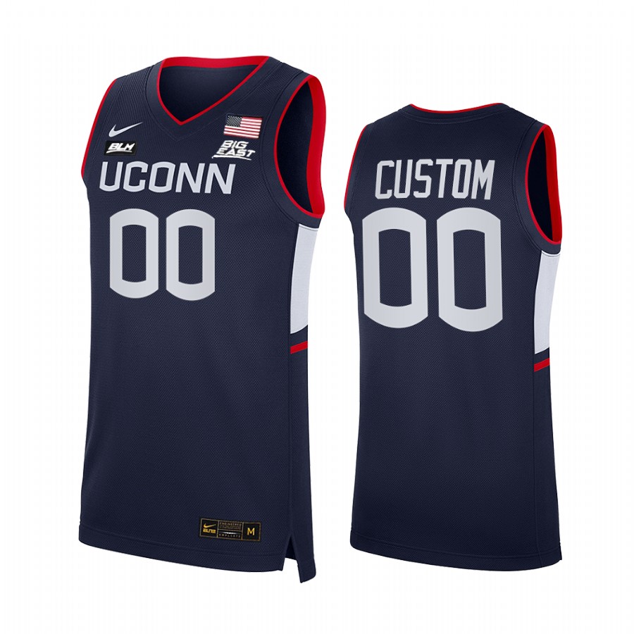 UConn Huskies Custom Jersey 2021-22 College  Navy BLM Uniform