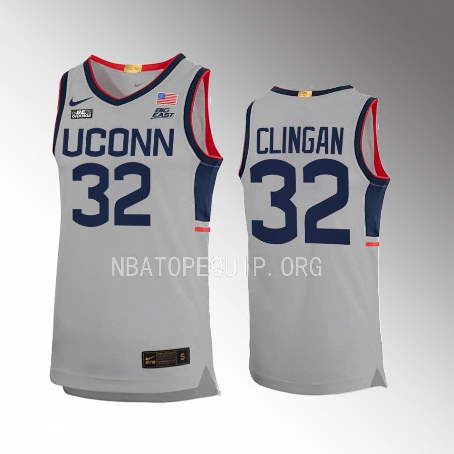 UConn Huskies Donovan Clingan Jersey Alternate  Gray Limited Uniform
