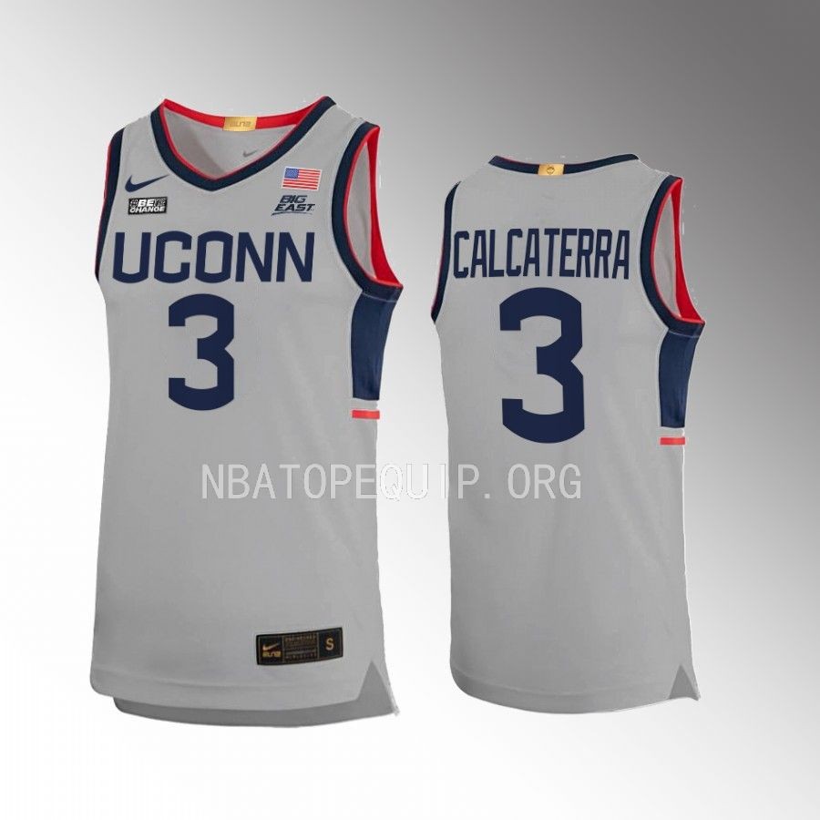 UConn Huskies Joey Calcaterra Jersey Alternate  Gray Limited Uniform