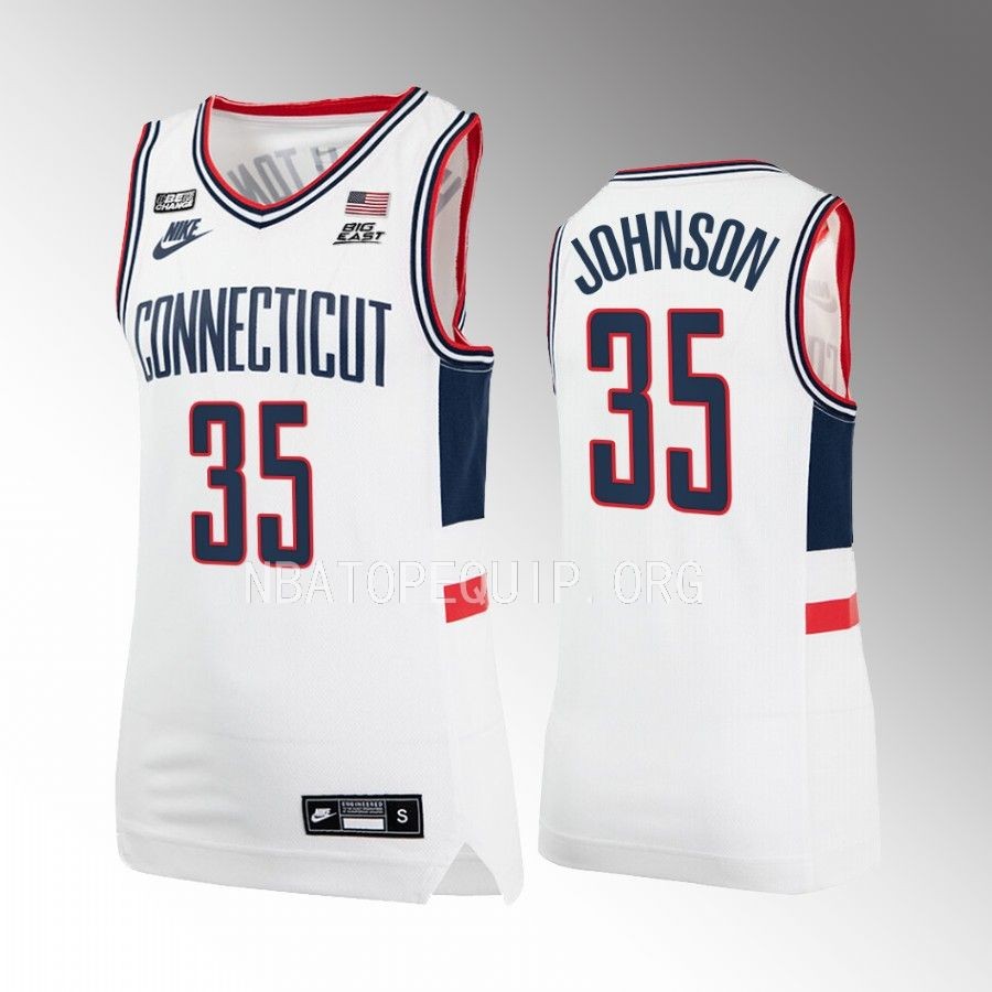 UConn Huskies Samson Johnson Jersey 2022-23 College  White Uniform