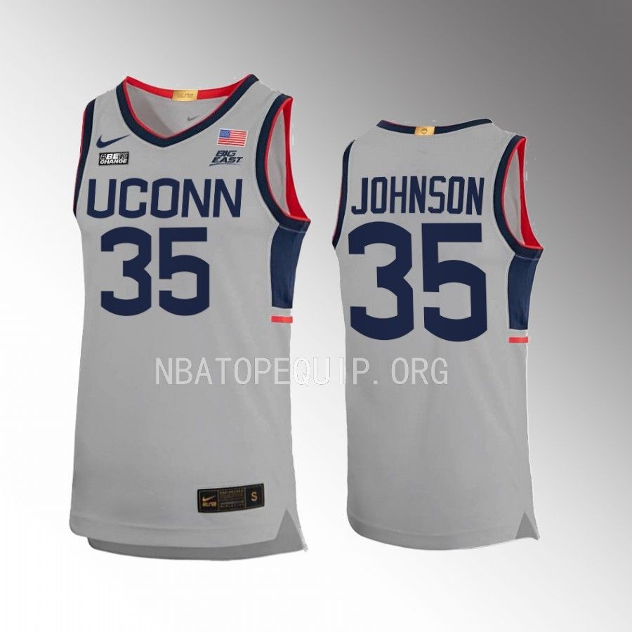 UConn Huskies Samson Johnson Jersey Alternate  Gray Limited Uniform