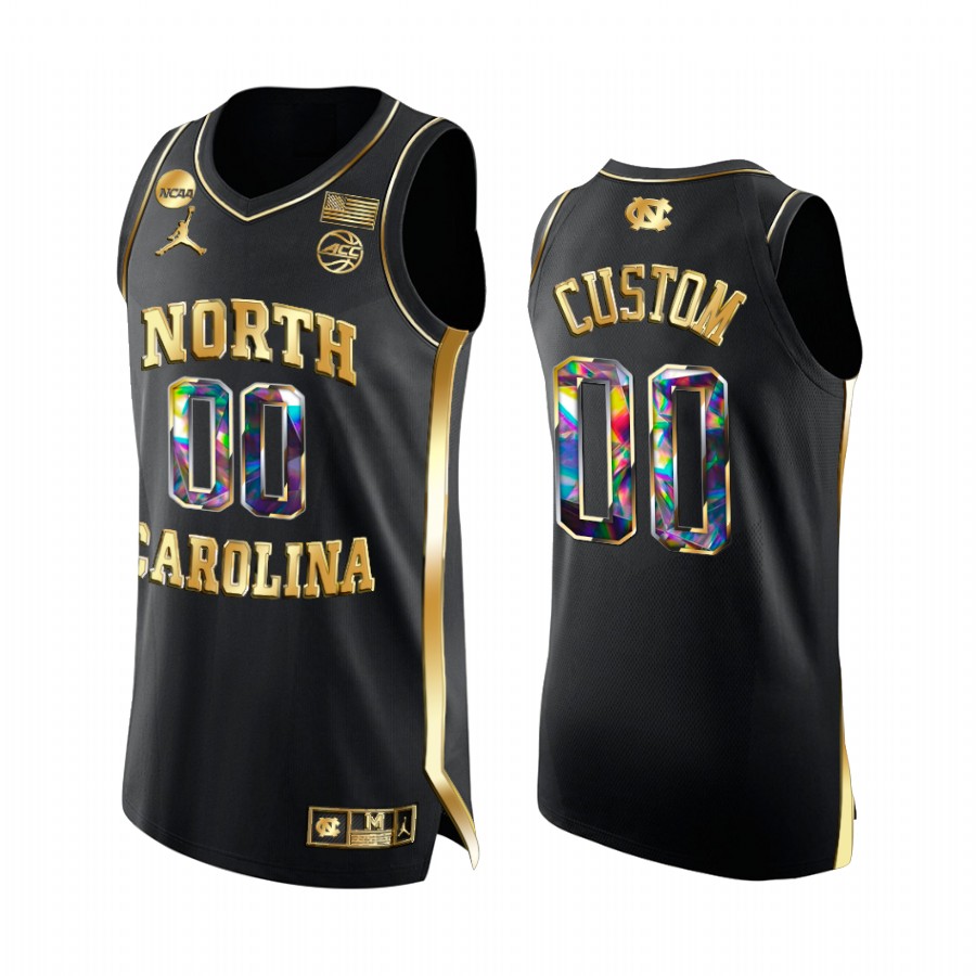 UNC  Custom Jersey 2022 NCAA March Madness Black Golden Diamond Edition Uniform