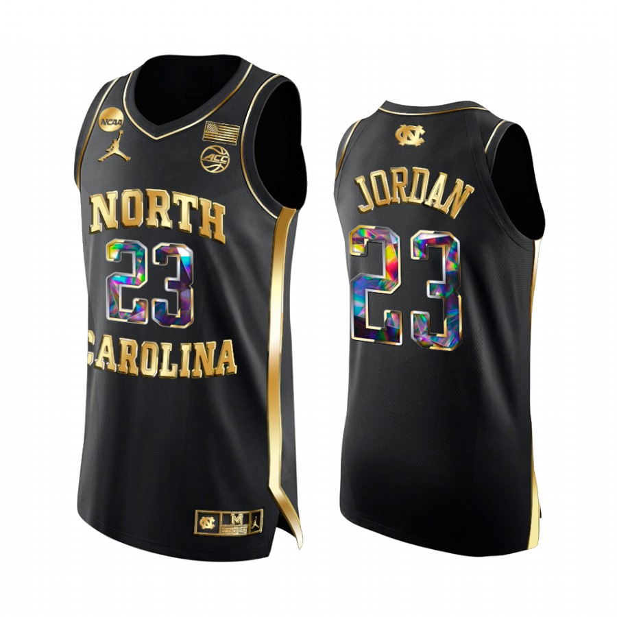 UNC  Michael Jordan Jersey Golden Diamond Edition Black Alumni Uniform