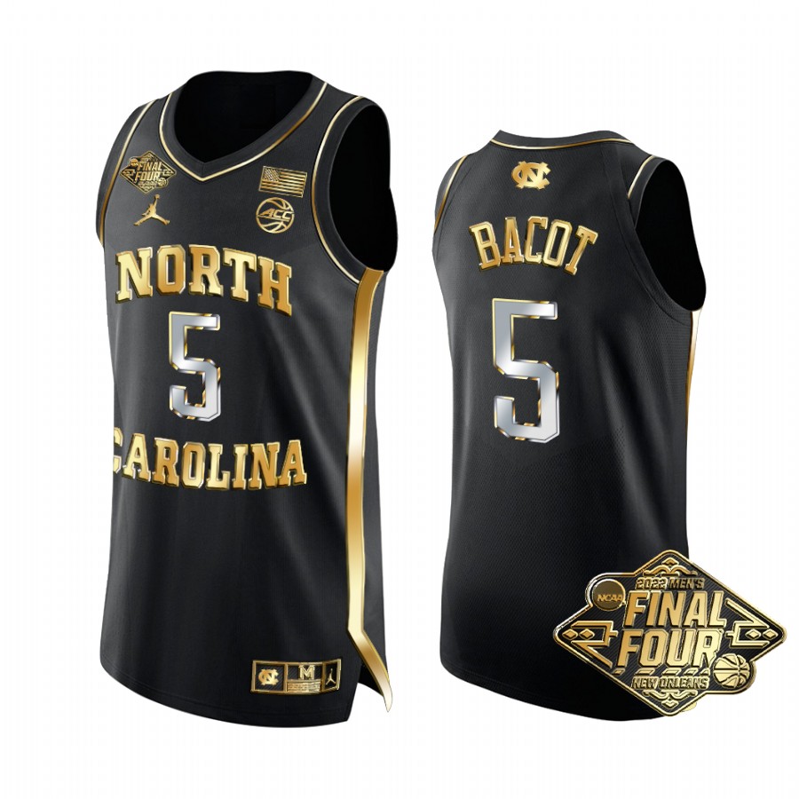 UNC Carolina Armando Bacot 2022 March Madness Final Four #5 Jersey Black Golden Edition