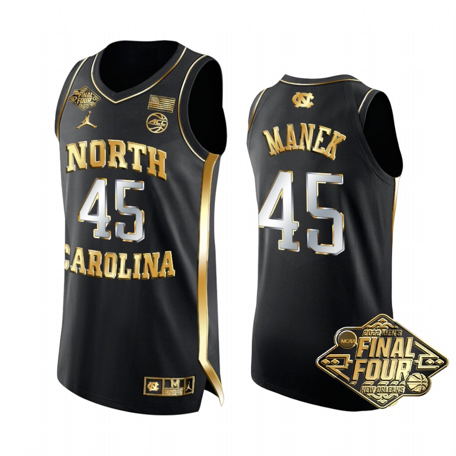 UNC Carolina Brady Manek 2022 March Madness Final Four #45 Jersey Black Golden Edition