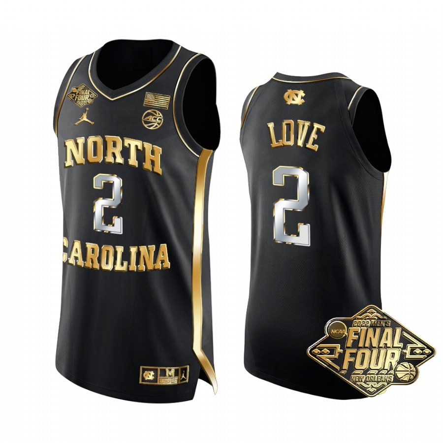 UNC Carolina Caleb Love 2022 March Madness Final Four #2 Jersey Black Golden Edition