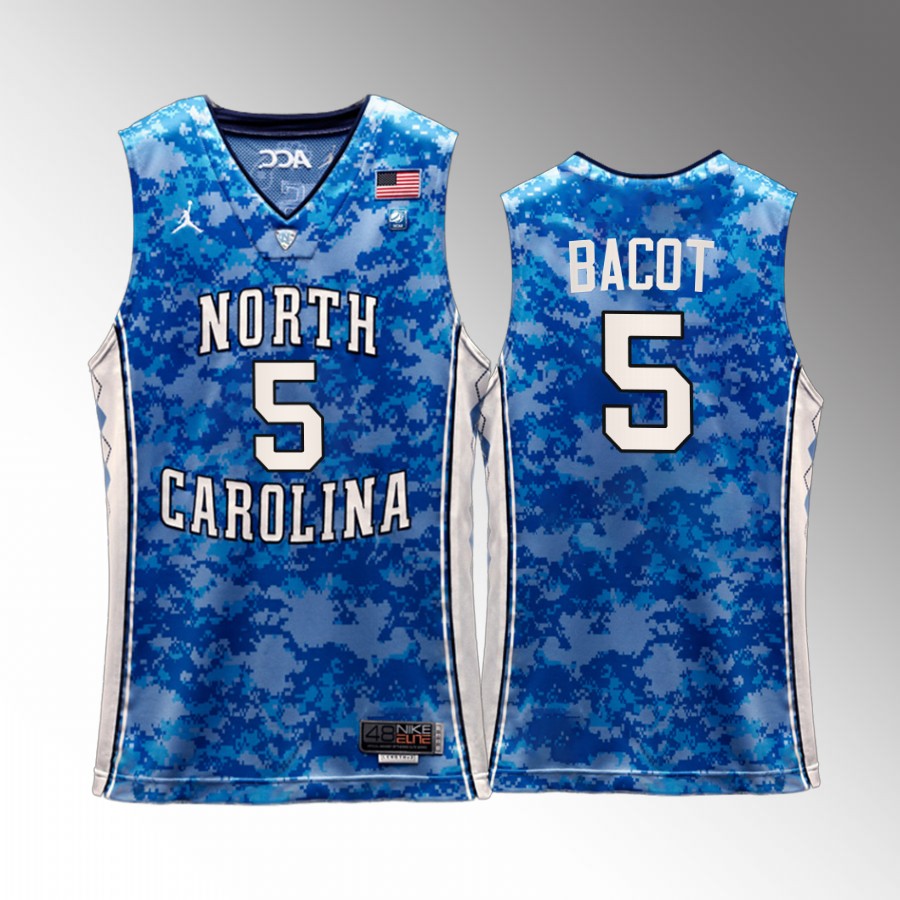 UNC Tar Heels Armando Bacot Jersey 2022 Carrier Classic Veterans Day Blue  Uniform