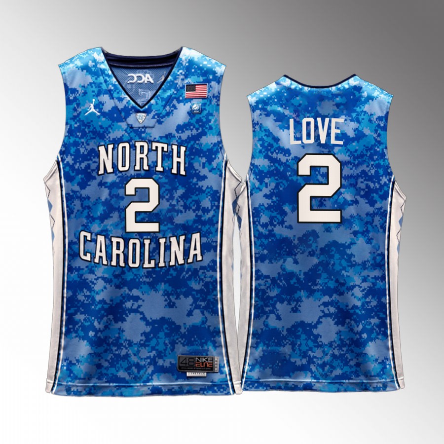 UNC Tar Heels Caleb Love Jersey 2022 Carrier Classic Veterans Day Blue  Uniform