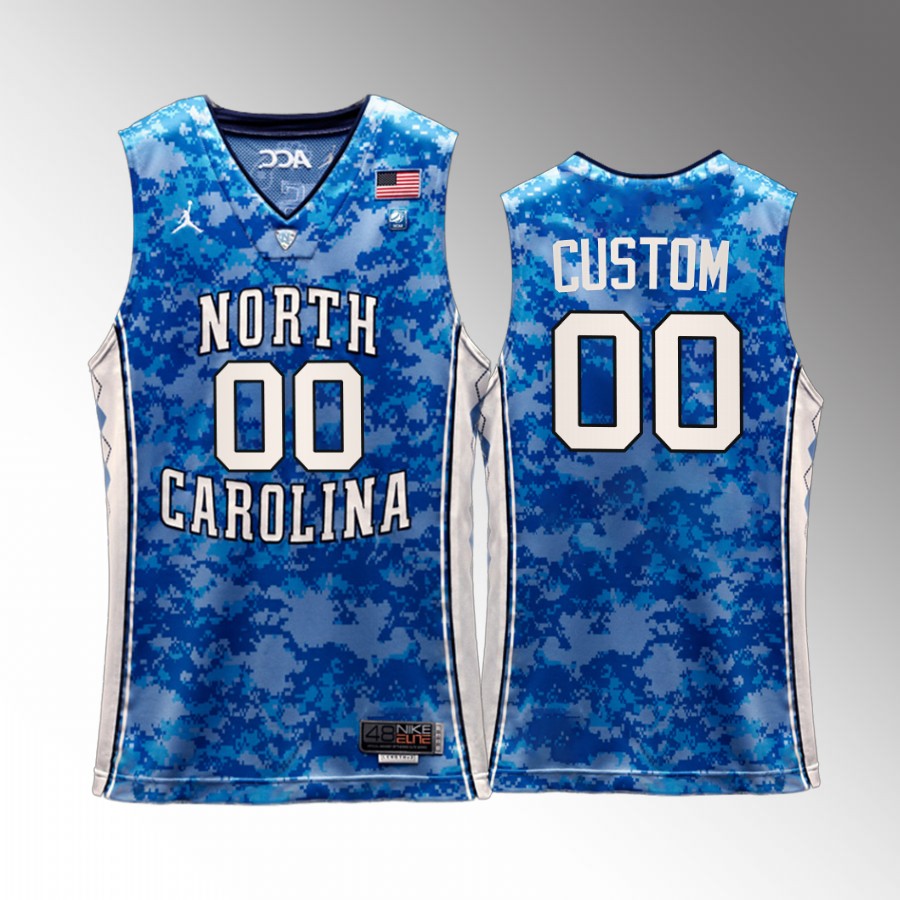 UNC Tar Heels Custom Jersey 2022 Carrier Classic Veterans Day Blue  Uniform