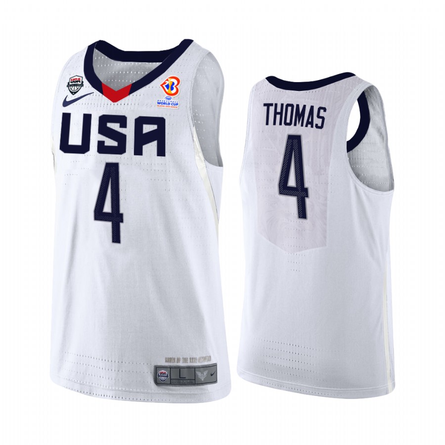 USA  2023 FIBA World Cup Qualifiers Isaiah Thomas #4 White Jersey Home