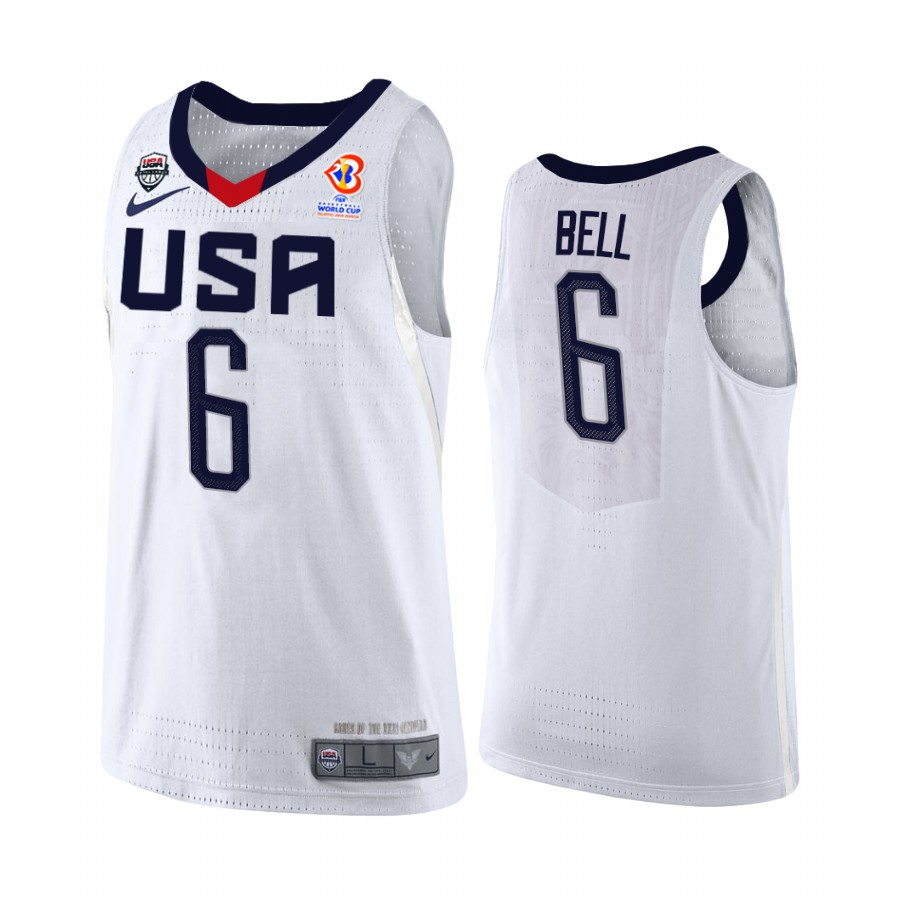USA  2023 FIBA World Cup Qualifiers Jordan Bell #6 White Jersey Home
