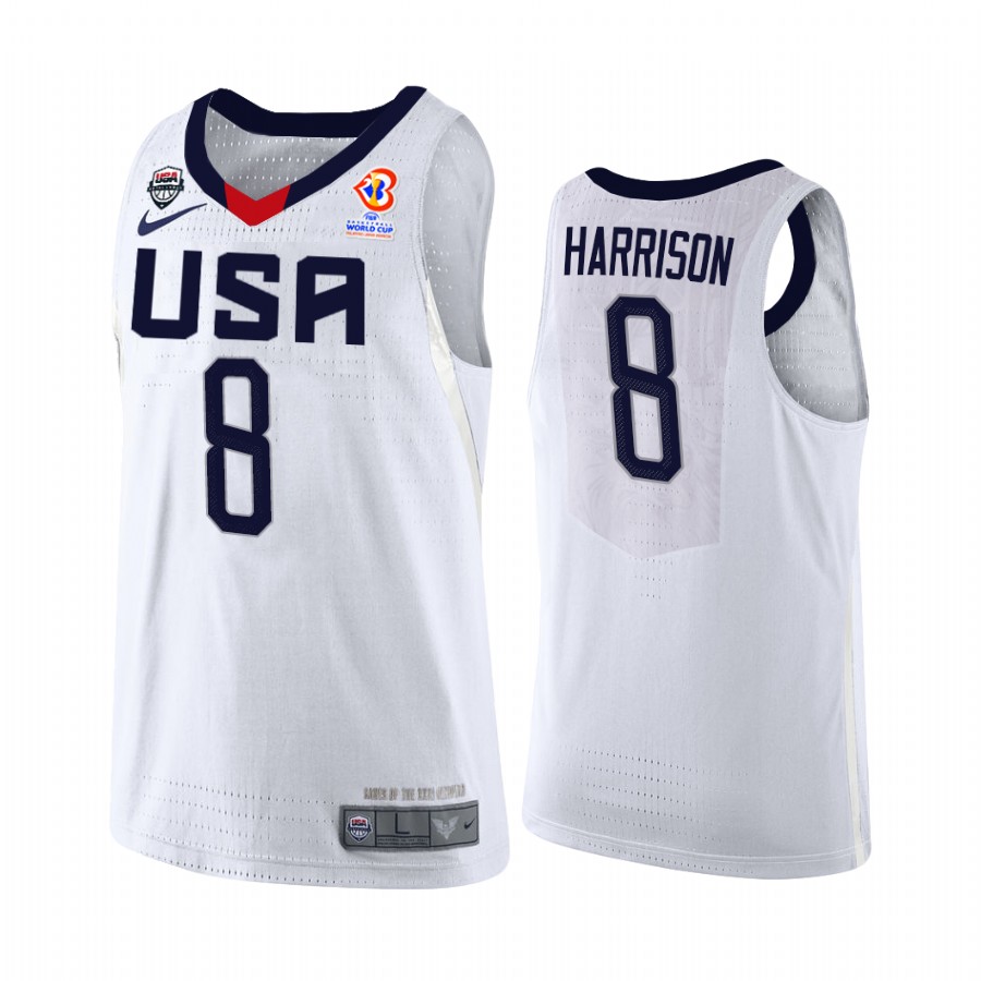 USA  2023 FIBA World Cup Qualifiers Shaq Harrison #8 White Jersey Home