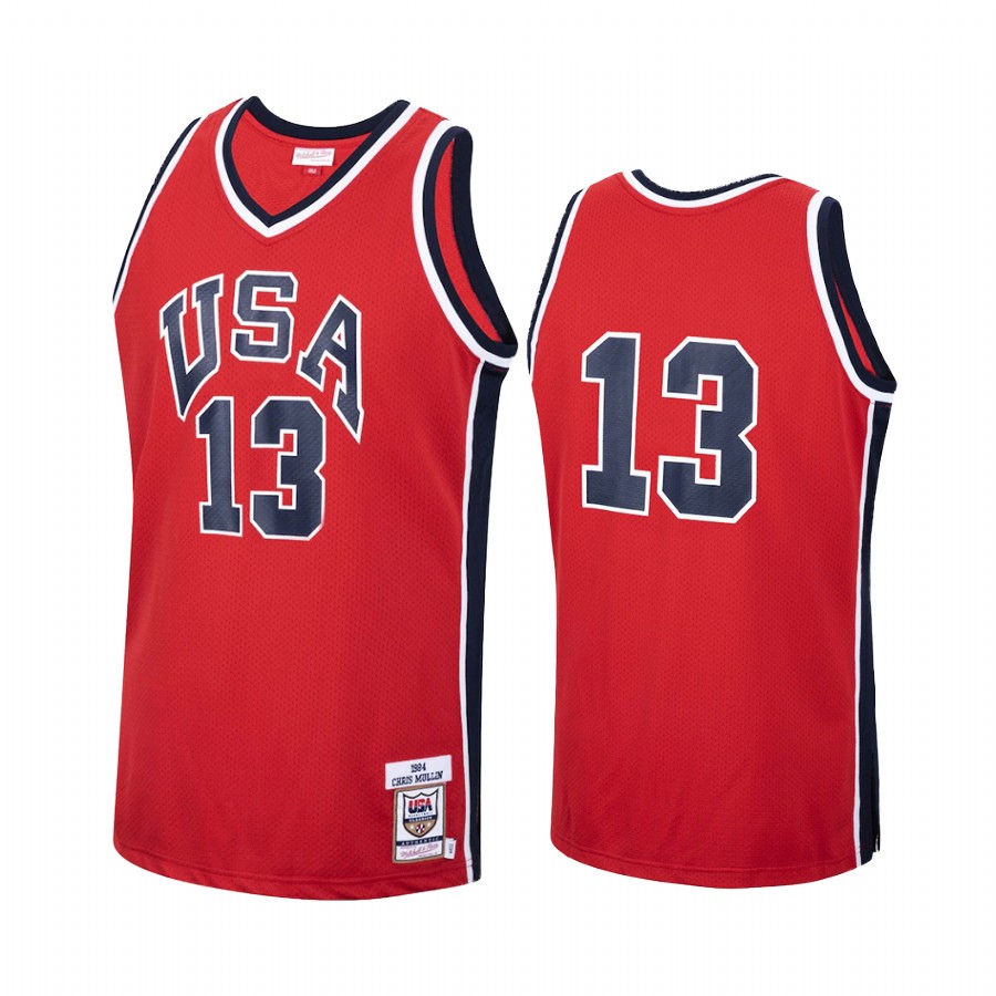 USA  Chris Mullin #13 Red 1984 Dream Team Jersey