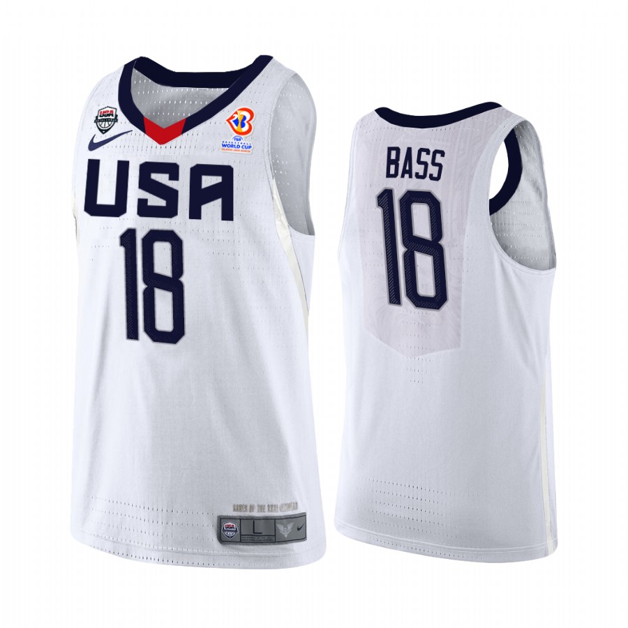 USA  FIBA AmeriCup 2022 Brandon Bass #18 White Jersey