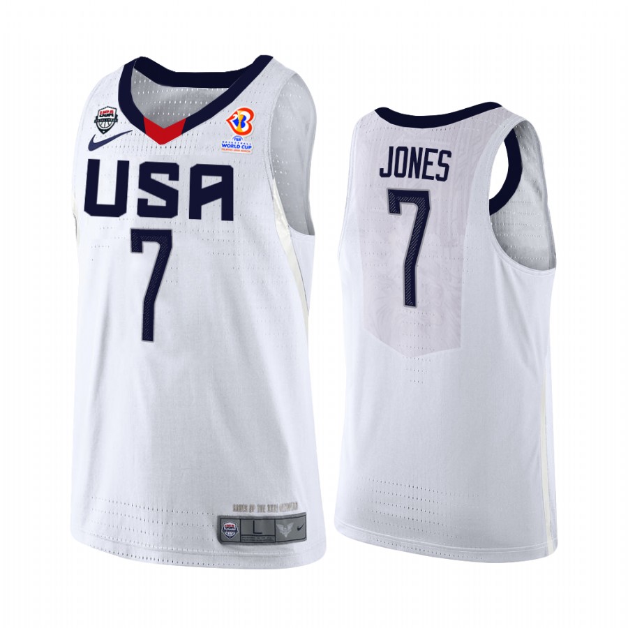 USA  FIBA AmeriCup 2022 Jalen Jones #7 White Jersey
