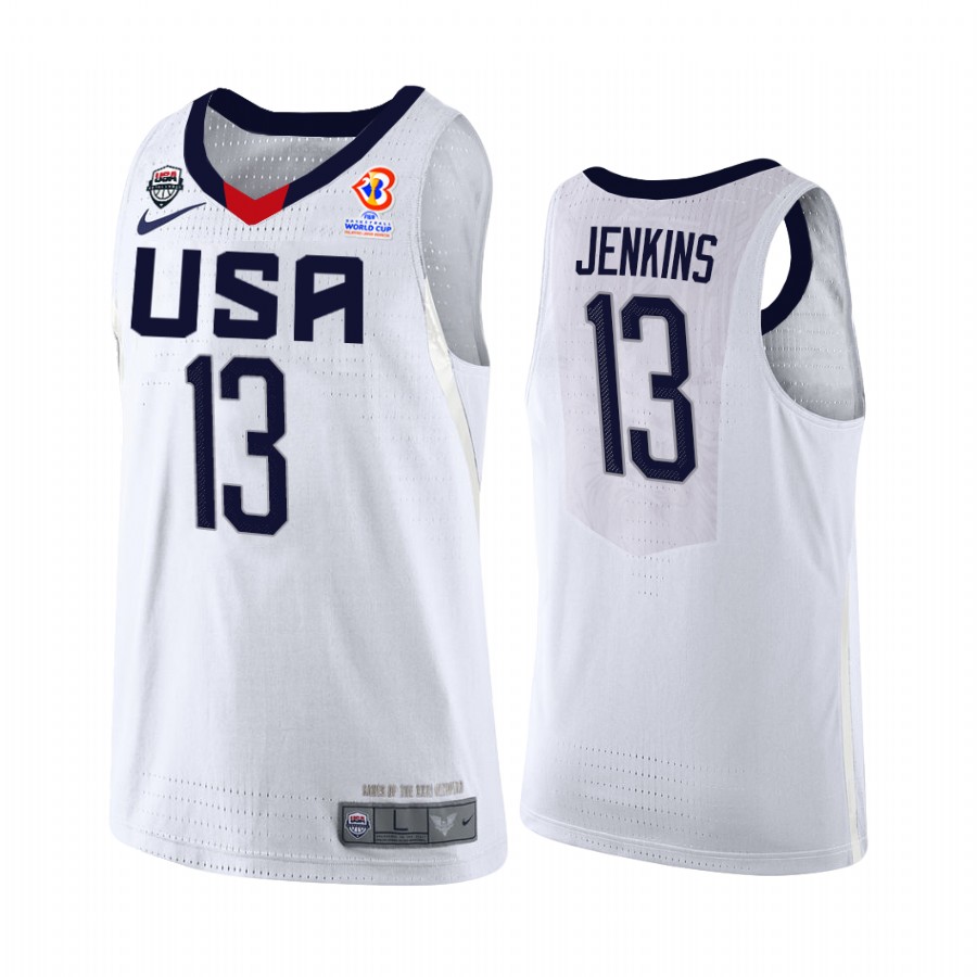 USA  FIBA AmeriCup 2022 John Jenkins #13 White Jersey