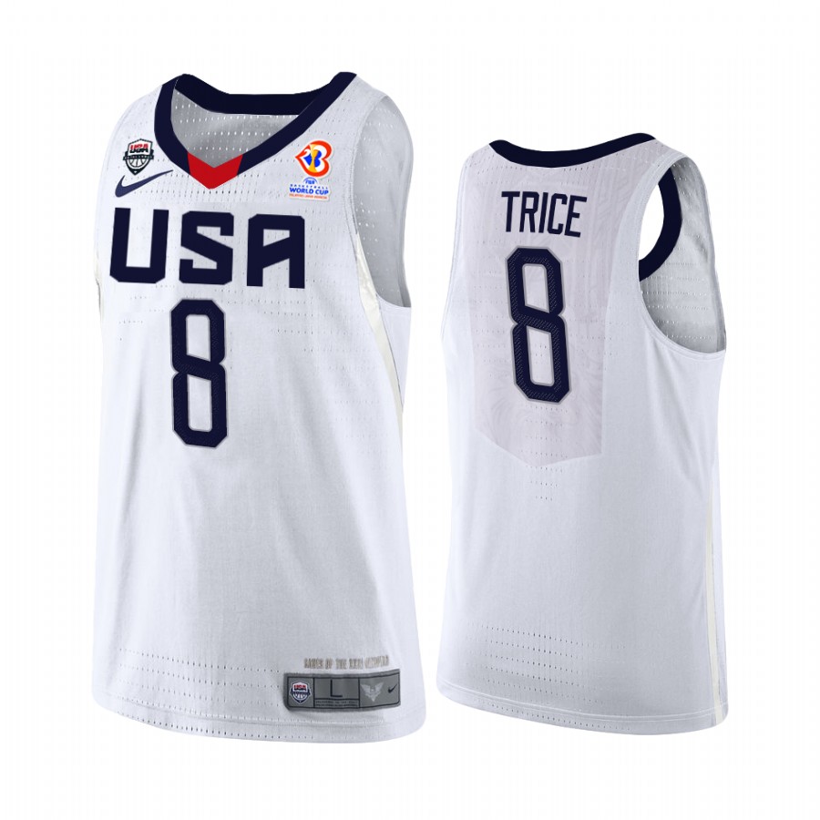 USA  FIBA AmeriCup 2022 Travis Trice #8 White Jersey