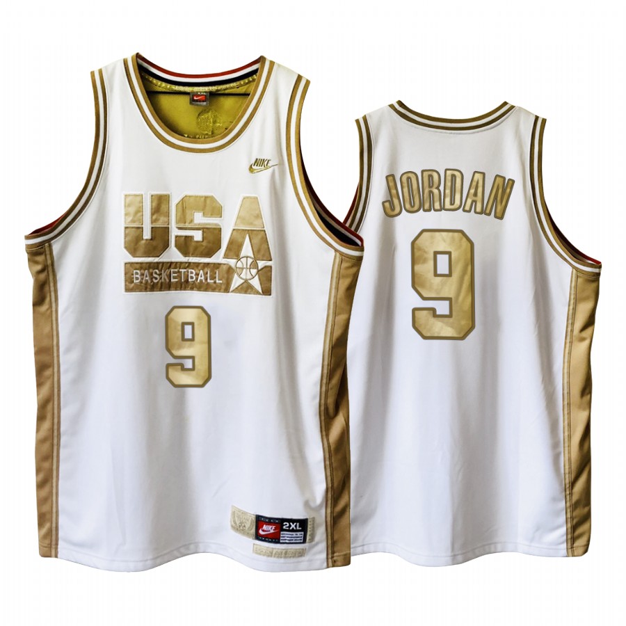 USA Michael Jordan Dream Team White 1992 Olympics  Golden Limited Edition Jersey