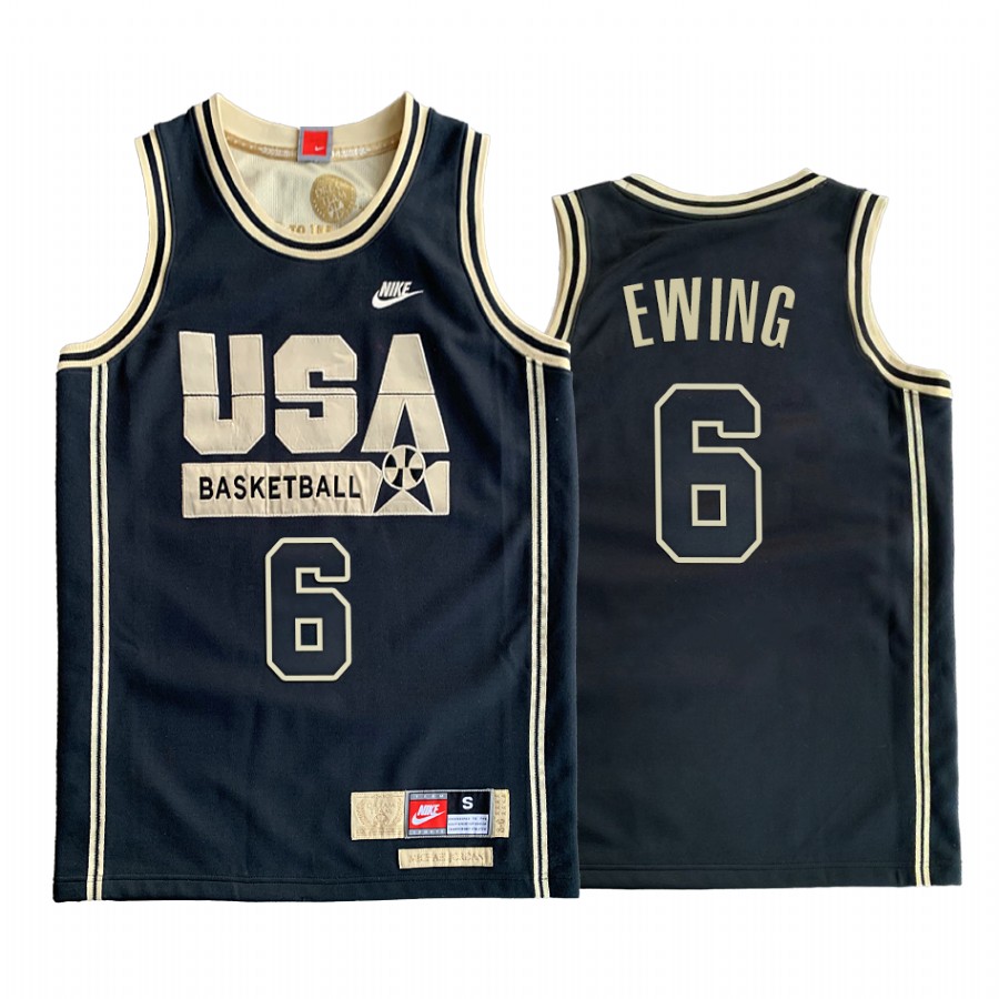 USA Patrick Ewing Dream Team Black 1992 Olympics  Golden Limited Edition Jersey