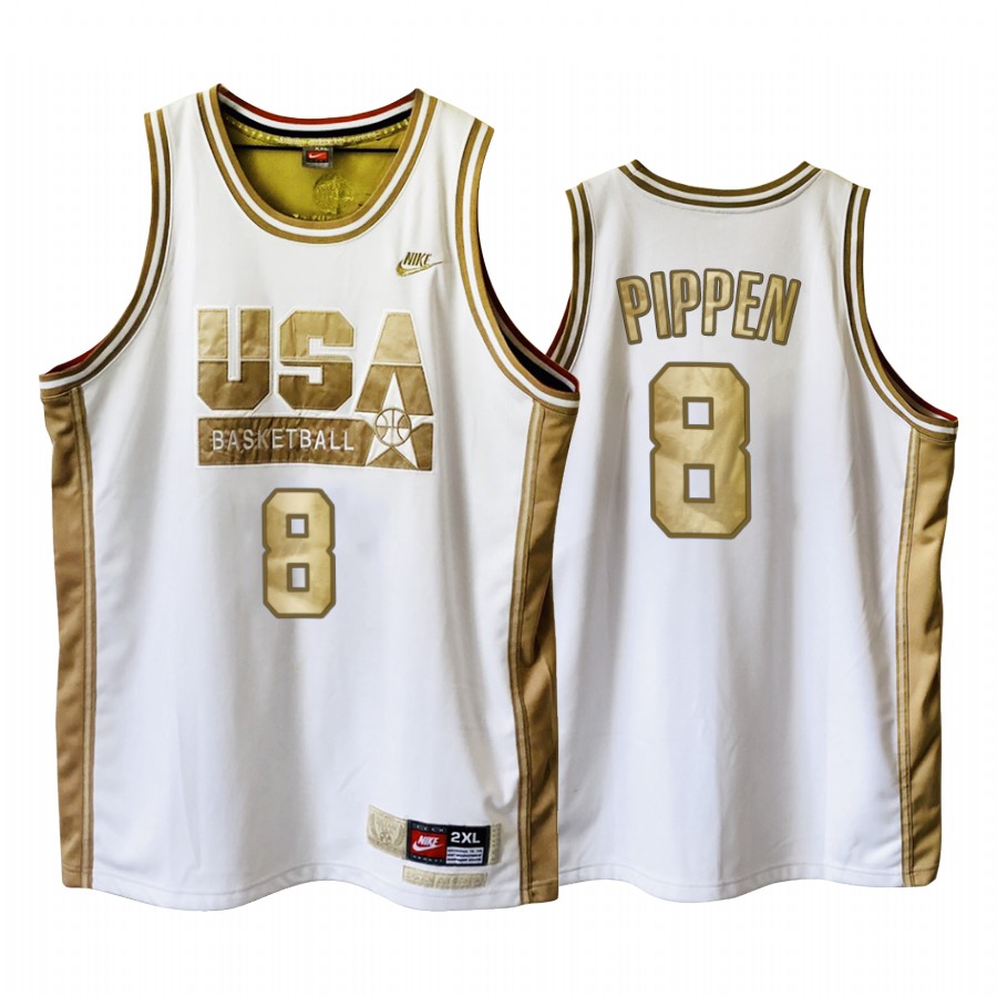 USA Scottie Pippen Dream Team White 1992 Olympics  Golden Limited Edition Jersey