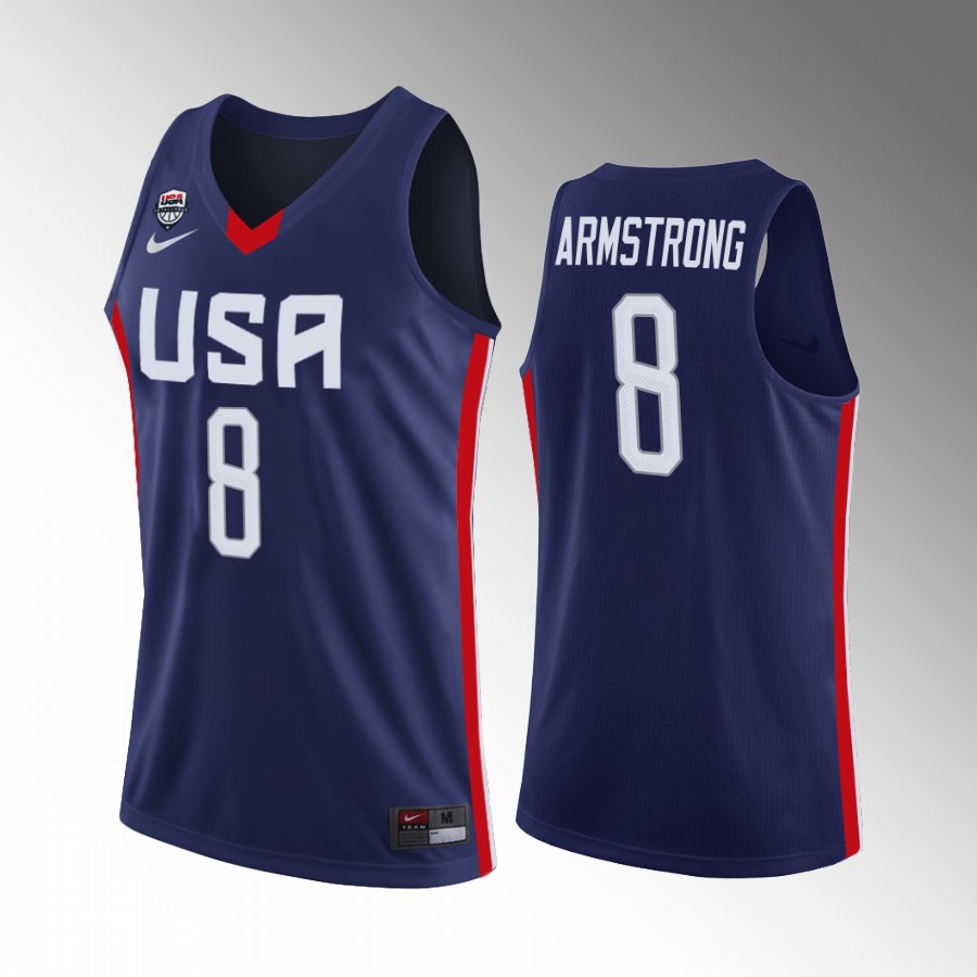 USA Team 2022 FIBA U18 Americas Champion Mark Armstrong #8 Navy Jersey