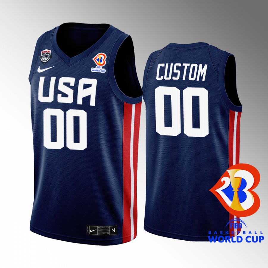 USA Team 2023 FIBA  World Cup Custom #00 Navy Jersey Away