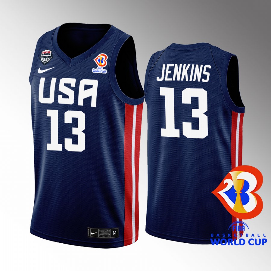 USA Team 2023 FIBA  World Cup John Jenkins #13 Navy Jersey Away