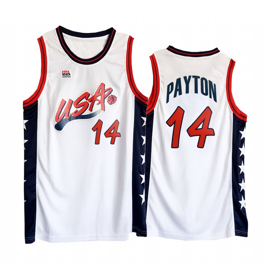 USA Team Gary Payton #14 White 1996 Olympics  Jersey