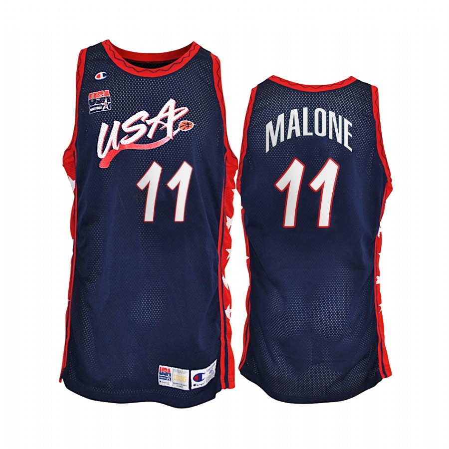 USA Team Karl Malone #11 Navy 1996 Olympics  Jersey