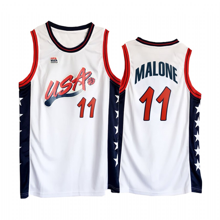 USA Team Karl Malone #11 White 1996 Olympics  Jersey
