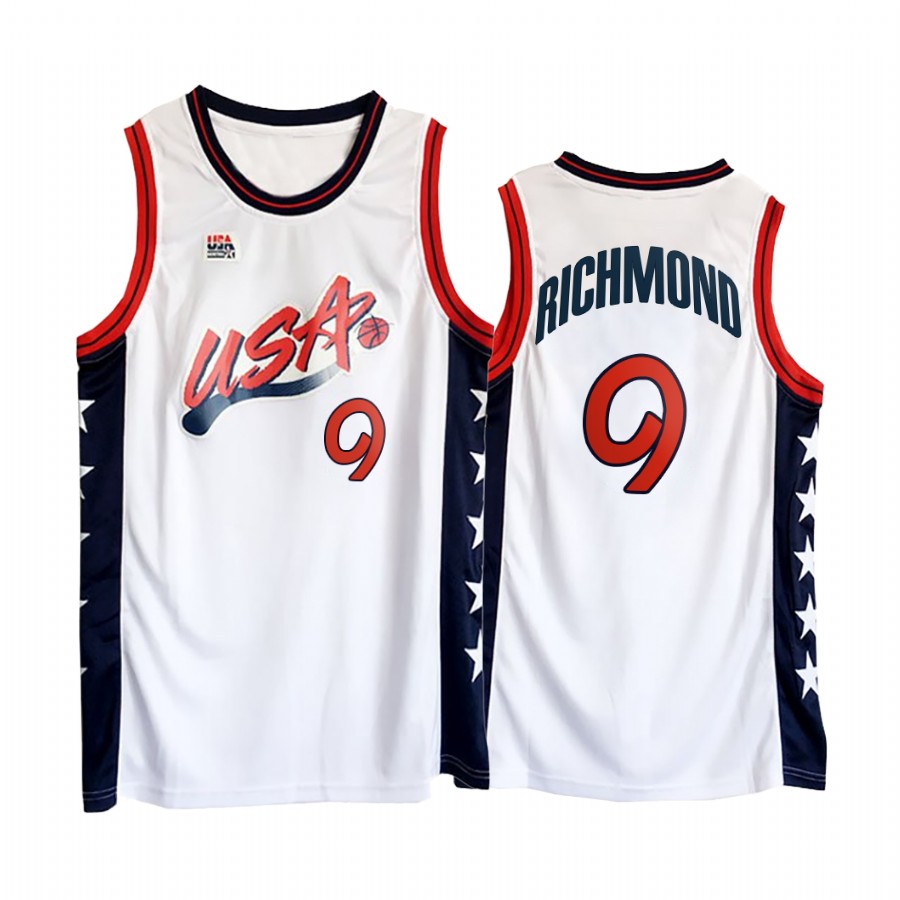 USA Team Mitch Richmond #9 White 1996 Olympics  Jersey
