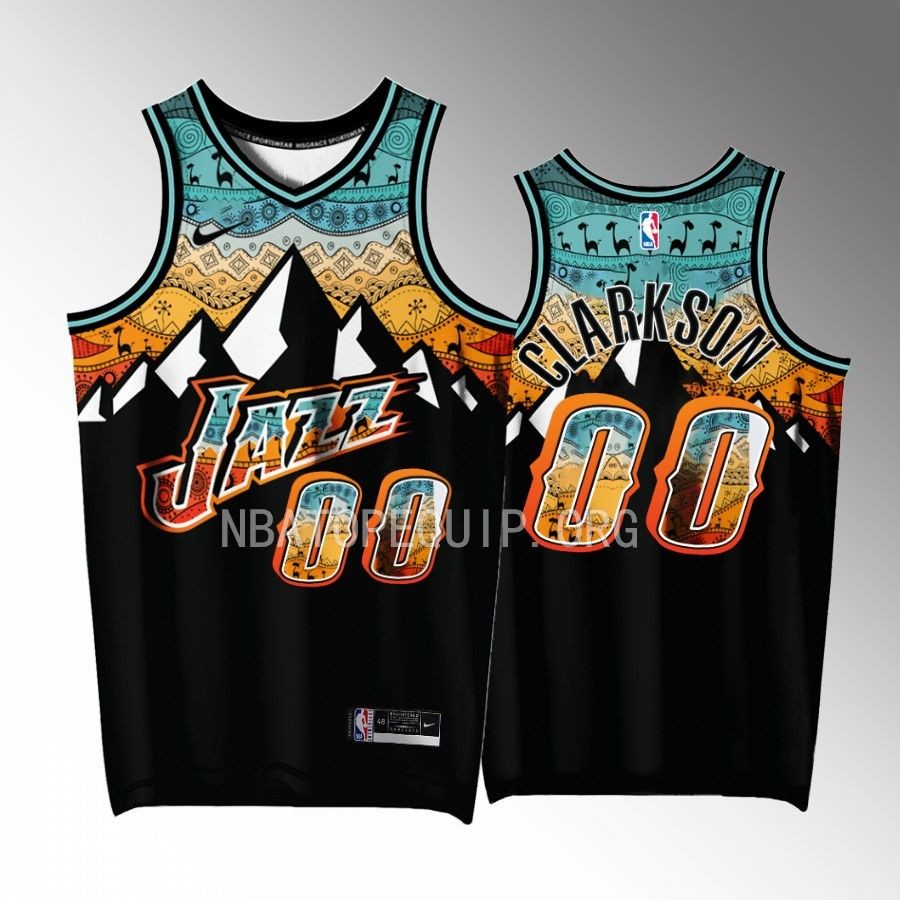 Utah Jazz #00 Custom Ancient Art Black Jersey Special Edition