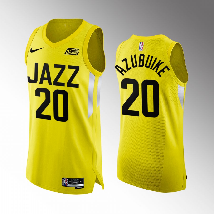 Utah Jazz #20 Udoka Azubuike Yellow Jersey 2022-23 Icon Edition