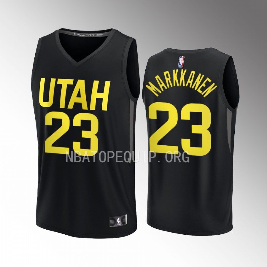Utah Jazz #23 Lauri Markkanen Statement Edition Jersey 2022-23 Fast Break Player Black