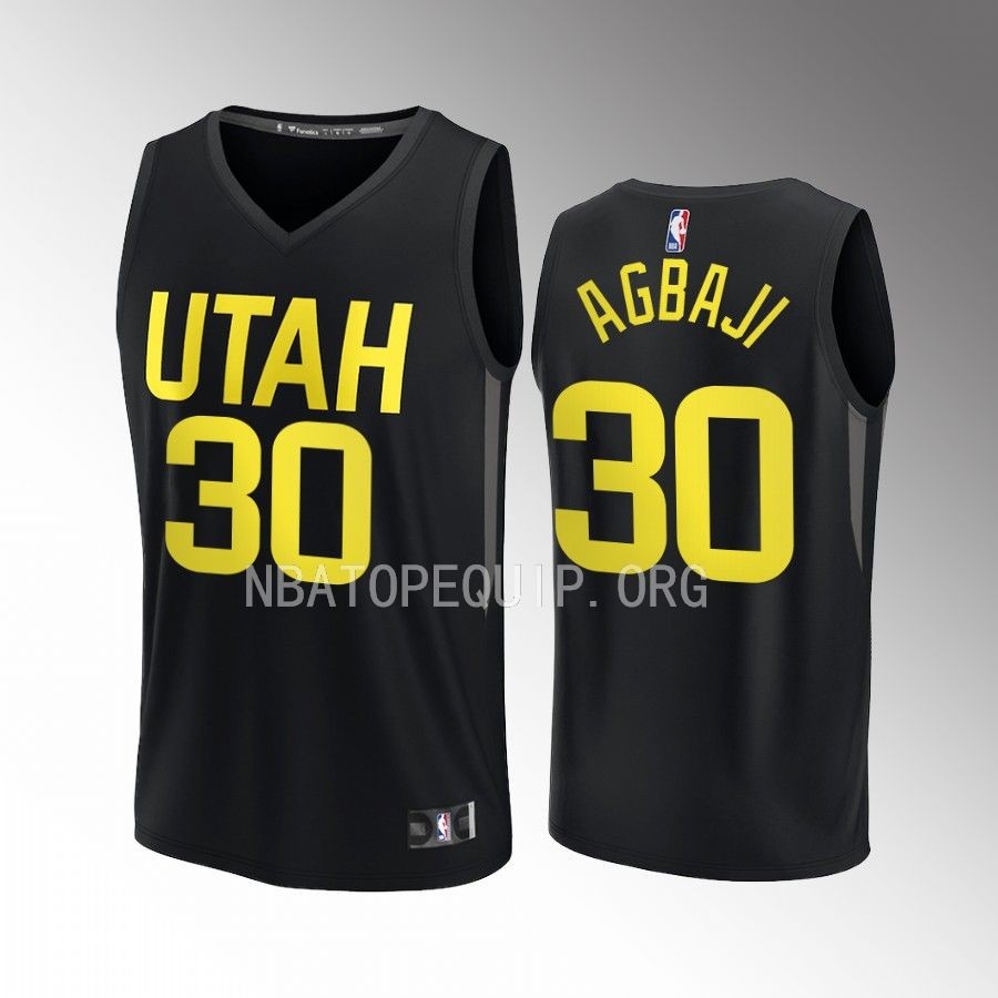 Utah Jazz #30 Ochai Agbaji Statement Edition Jersey 2022-23 Fast Break Player Black