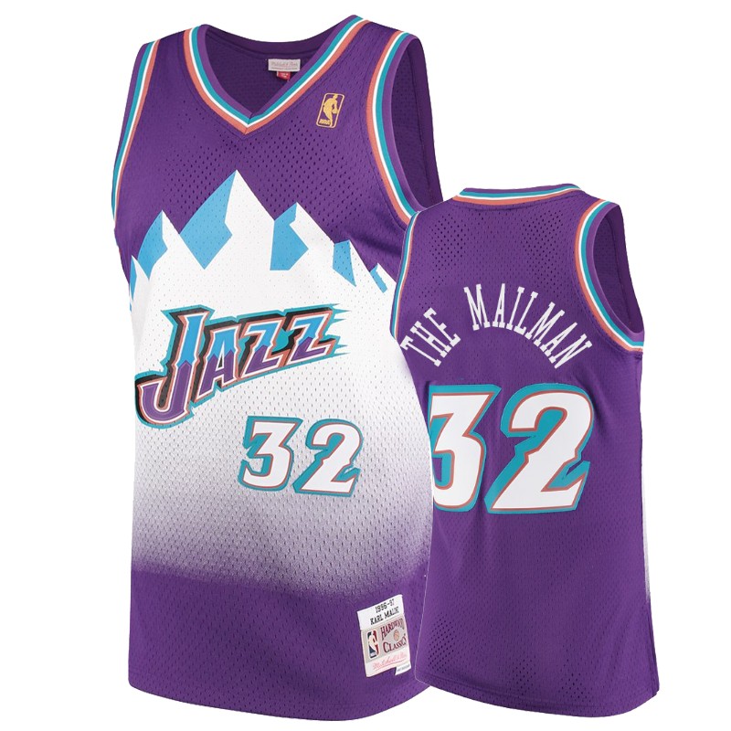 Utah Jazz #32 Karl Malone Purple The Mailman Swingman Jersey