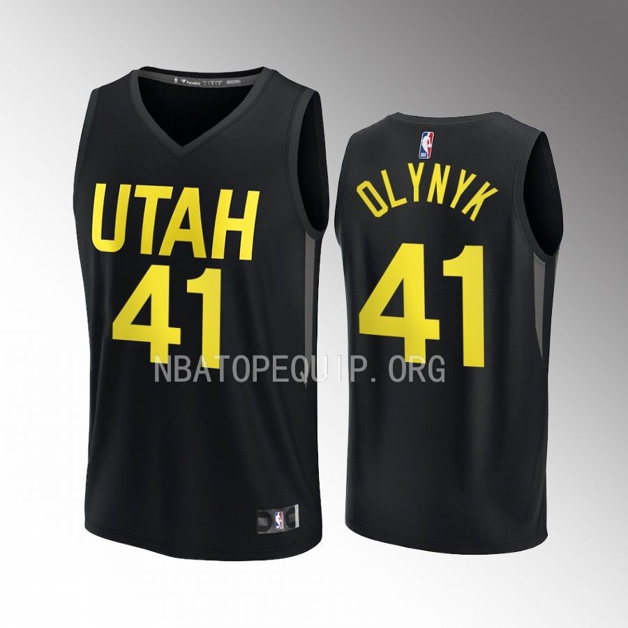 Utah Jazz #41 Kelly Olynyk Statement Edition Jersey 2022-23 Fast Break Player Black