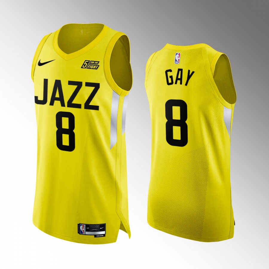 Utah Jazz #8 Rudy Gay Yellow Jersey 2022-23 Icon Edition