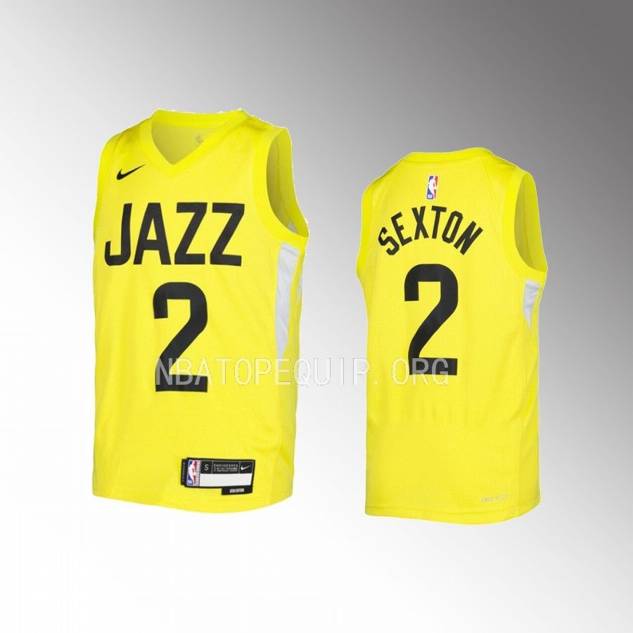 Utah Jazz Collin Sexton Icon Edition Yellow Youth Jersey Swingman #2