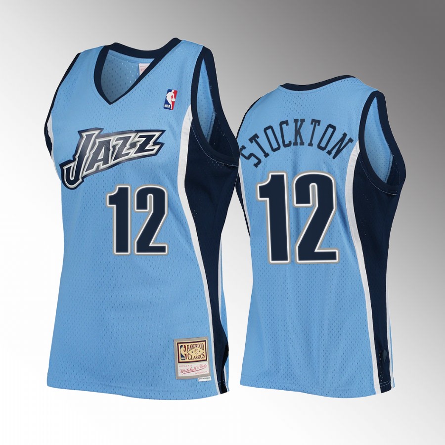 Utah Jazz John Stockton Blue Hardwood Classics Men Jersey Throwback