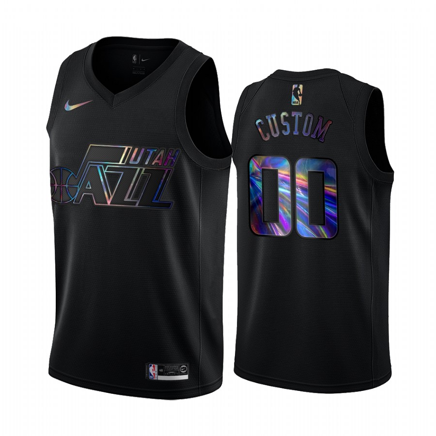 Utah Jazz Jordan Clarkson #00 Jersey Iridescent Holographic Black Limited Edition