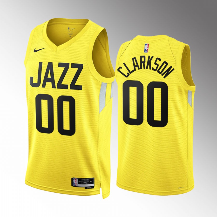 Utah Jazz Jordan Clarkson 2022-23 Icon Edition Yellow #00 Jersey